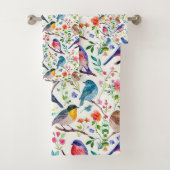 Kleurrijke Vogels Bloemen Patroon Bad Handdoek (Insitu)
