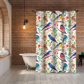 Kleurrijke Vogels Bloemen Patroon Douchegordijn
