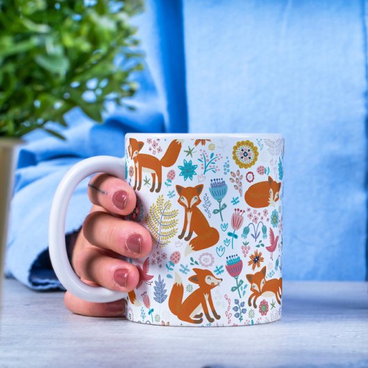 Kleurrijke vogels Bloemen & Vossen Patroon Koffiemok