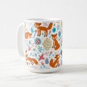 Kleurrijke vogels Bloemen & Vossen Patroon Koffiemok (Voorkant links)