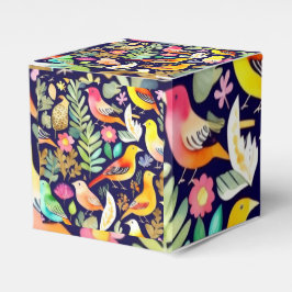 Kleurrijke vogels bloemenpatroon blauw decor bedankdoosjes