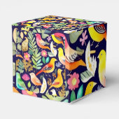 Kleurrijke vogels bloemenpatroon blauw decor bedankdoosjes (Achterkant)