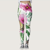 Kleurrijke Vogels Bloempatroon Leggings Vrouwen (Voorkant)