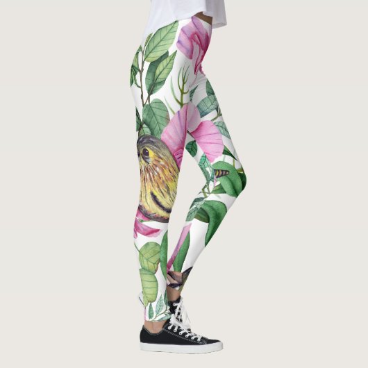 Kleurrijke Vogels Bloempatroon Leggings Vrouwen (Rechts)