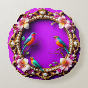 Kleurrijke Vogels Cadeau Voor Elegant Huis Rond Kussen