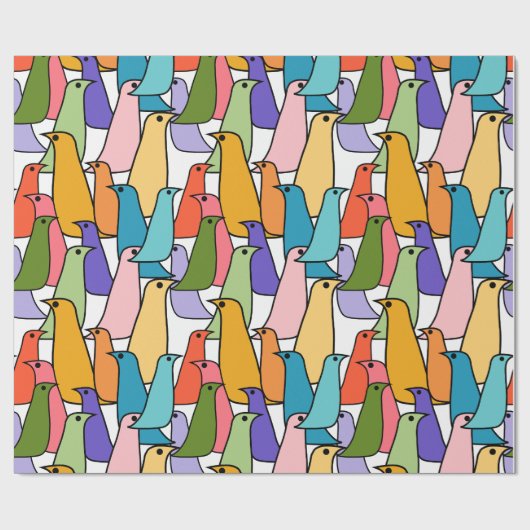Kleurrijke vogels cadeaupapier (Vlak)
