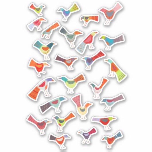 Kleurrijke vogels Dingen op maat gesneden vinylSti Sticker (Voorkant)