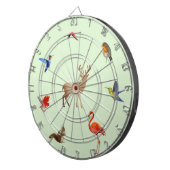 Kleurrijke vogels, droger en eekhoorn op lichtgroe dartbord (Voorkant Rechts)