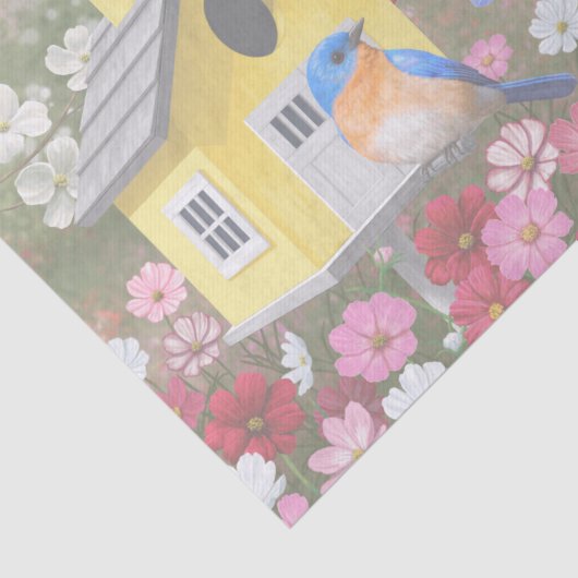 Kleurrijke vogels en bloederige bloederige tuin tissuepapier (Detail)