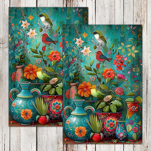 KLEURRIJKE VOGELS EN BLOEMEN DECOUPAGE TISSUEPAPIE TISSUEPAPIER