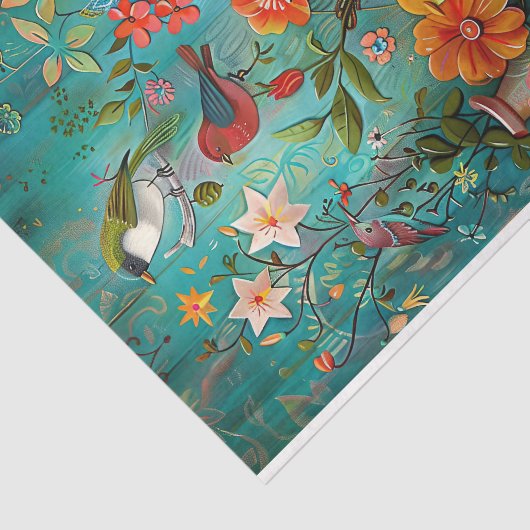 KLEURRIJKE VOGELS EN BLOEMEN DECOUPAGE TISSUEPAPIE TISSUEPAPIER (Detail)