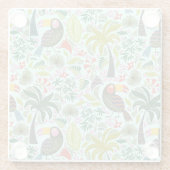 Kleurrijke vogels en bloemen glazen onderzetter (Achterkant)