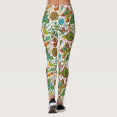 kleurrijke vogels en bloemen retro patroon leggings (Achterkant)