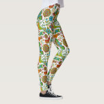 kleurrijke vogels en bloemen retro patroon leggings<br><div class="desc">Koelkleurige vogels en bloemen naadloos over de witte achtergrond</div>