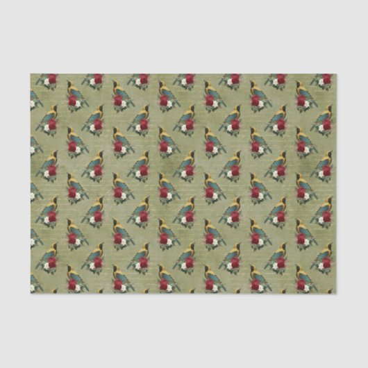 Kleurrijke vogels en bloemen tissuepapier (Voorkant)