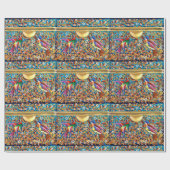 KLEURRIJKE VOGELS EN BLOEMENWERVELINGEN CADEAUPAPIER (Vlak)