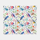 Kleurrijke vogels en grillige bloemen patroon fleece deken (Voorkant (Horizontaal))