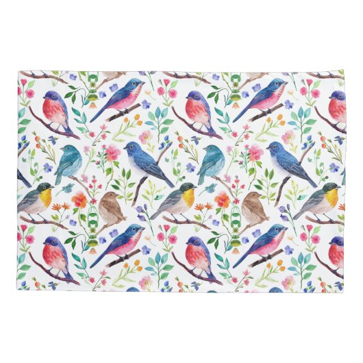 Kleurrijke vogels en grillige bloemen patroon kussensloop (Achterkant)