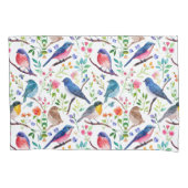 Kleurrijke vogels en grillige bloemen patroon kussensloop (Voorkant)