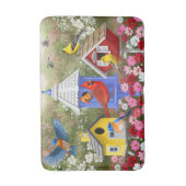 Kleurrijke vogels en vogelhuizen badmat (Voorkant Verticaal)