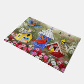 Kleurrijke vogels en vogelhuizen deurmat (Schuin)