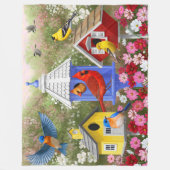 Kleurrijke vogels en vogelhuizen fleece deken (Voorkant)