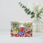 Kleurrijke vogels en vogelhuizen visitekaartje (Staand voorkant)