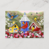 Kleurrijke vogels en vogelhuizen visitekaartje (Voorkant)