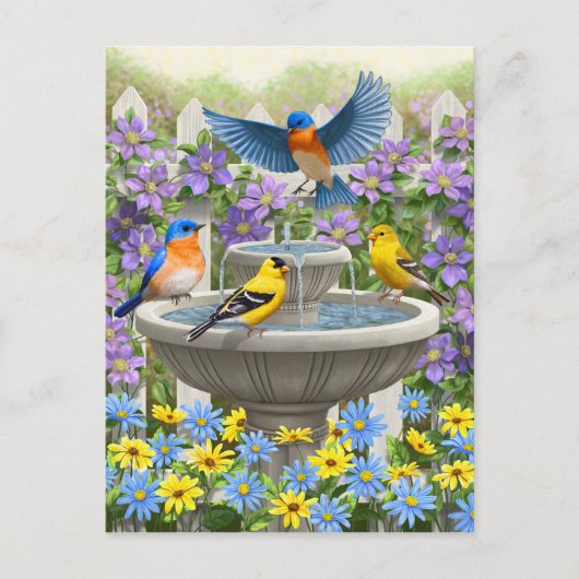 Kleurrijke vogels en vogelpest briefkaart (Voorkant)
