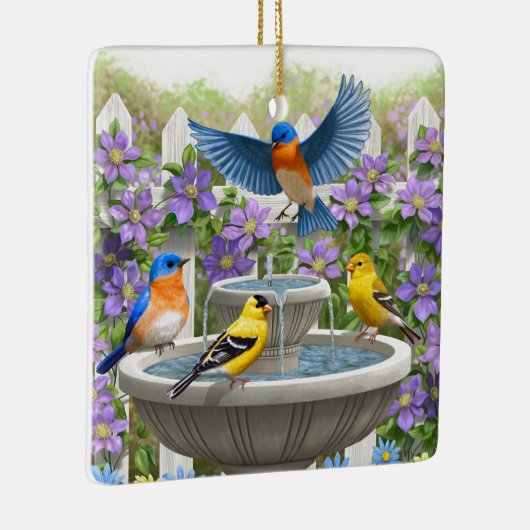 Kleurrijke vogels en vogelpest keramisch ornament (Rechts)