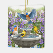 Kleurrijke vogels en vogelpest keramisch ornament (Links)