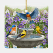 Kleurrijke vogels en vogelpest keramisch ornament (Achterkant)