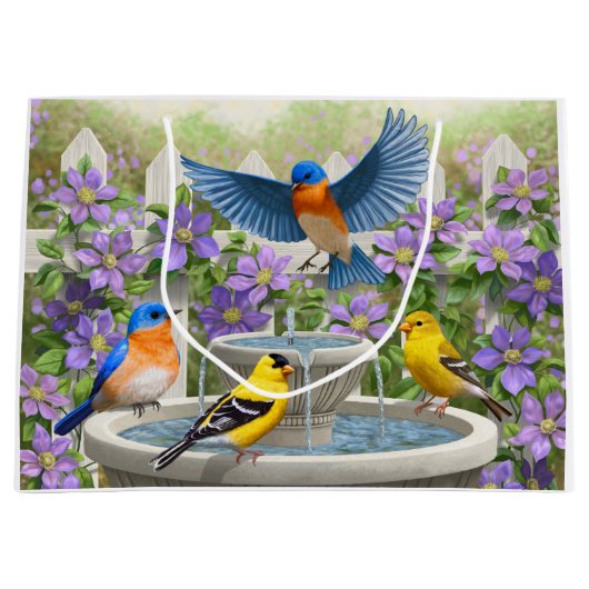 Kleurrijke vogels en vogelpest large cadeautasje (Voorkant)