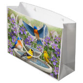 Kleurrijke vogels en vogelpest large cadeautasje (Achterkant Gekanteld)