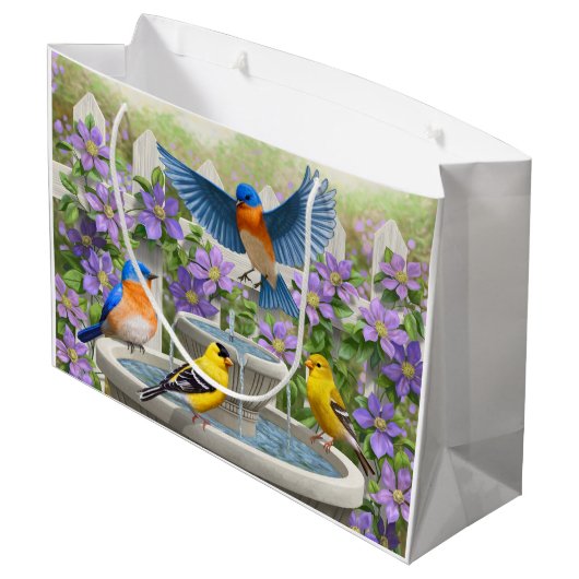 Kleurrijke vogels en vogelpest large cadeautasje (Achterkant Gekanteld)