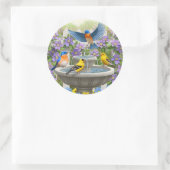 Kleurrijke vogels en vogelpest ronde sticker (Tas)