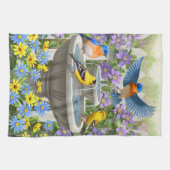 Kleurrijke vogels en vogelpest theedoek (Horizontaal)