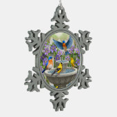 Kleurrijke vogels en vogelpest tin sneeuwvlok ornament (Links)