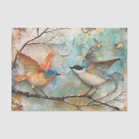 KLEURRIJKE VOGELS GEMENGDE MEDIA DECOUPAGE TISSUEPAPIER (Voorkant)