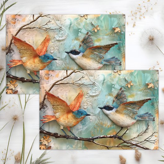 KLEURRIJKE VOGELS GEMENGDE MEDIA DECOUPAGE TISSUEPAPIER