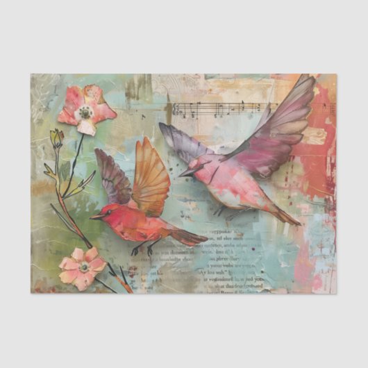 KLEURRIJKE VOGELS GEMENGDE MEDIA DECOUPAGE TISSUEPAPIER (Voorkant)