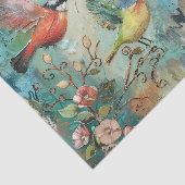 KLEURRIJKE VOGELS IN TUIN GEMENGDE MEDIA DECOUPAGE TISSUEPAPIER (Detail)