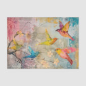 KLEURRIJKE VOGELS IN VLUCHT GEMENGDE MEDIA DECOUPA TISSUEPAPIER (Voorkant)