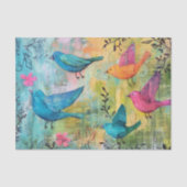 KLEURRIJKE VOGELS IN VLUCHT GEMENGDE MEDIA DECOUPA TISSUEPAPIER (Voorkant)