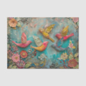 KLEURRIJKE VOGELS IN VLUCHT GEMENGDE MEDIA DECOUPA TISSUEPAPIER (Voorkant)