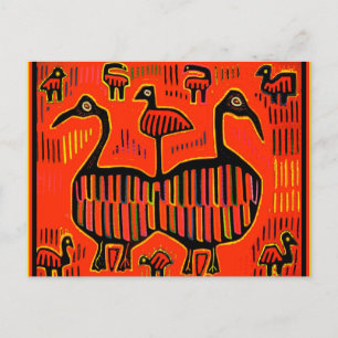 Kleurrijke vogels in volksstijl briefkaart