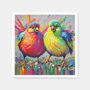 Kleurrijke vogels kunst abstract dik reus lief gra servet