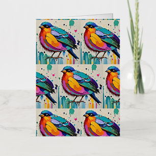 Kleurrijke vogels kunst abstract vet reus grappig  folie wenskaart