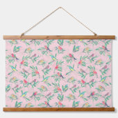  kleurrijke vogels laten een  roze ontwerp achter hangend wandkleed (Voorkant)