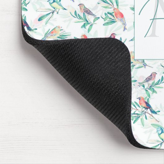  kleurrijke vogels laten een  wit ontwerp achter muismat (Hoek)